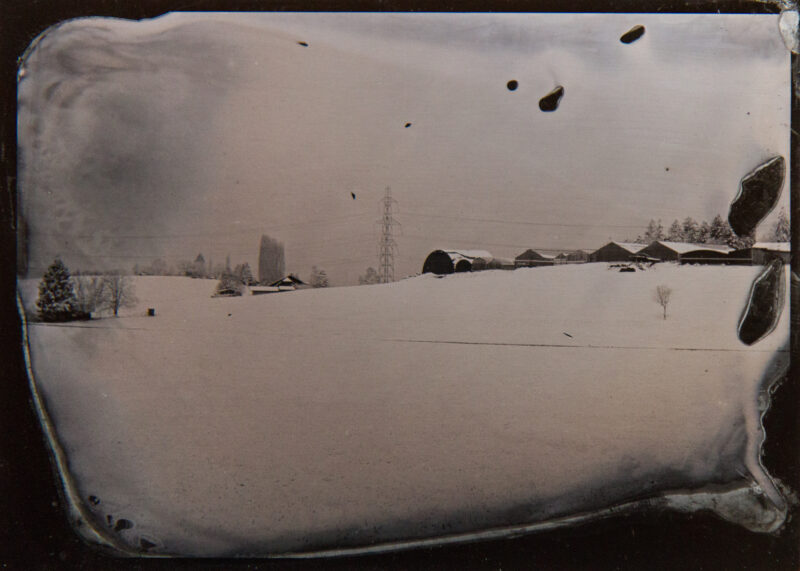 Gurzelen, canton de Berne, Suisse, 11 janvier 2025. Collodion humide sur métal (Ferrotype)